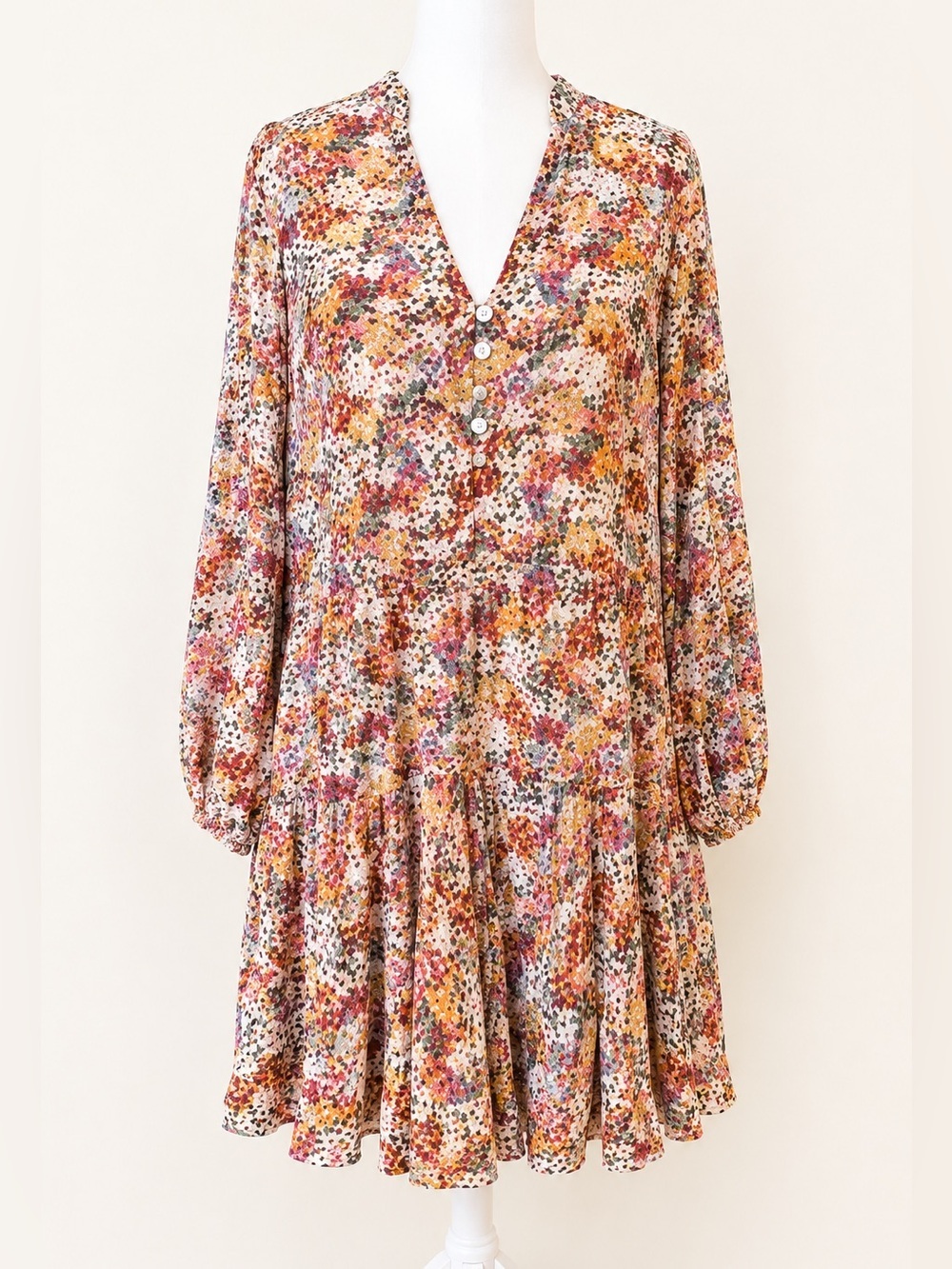 Entro • Floral Long Sleeve Button Front Dress • Size Small • NWT